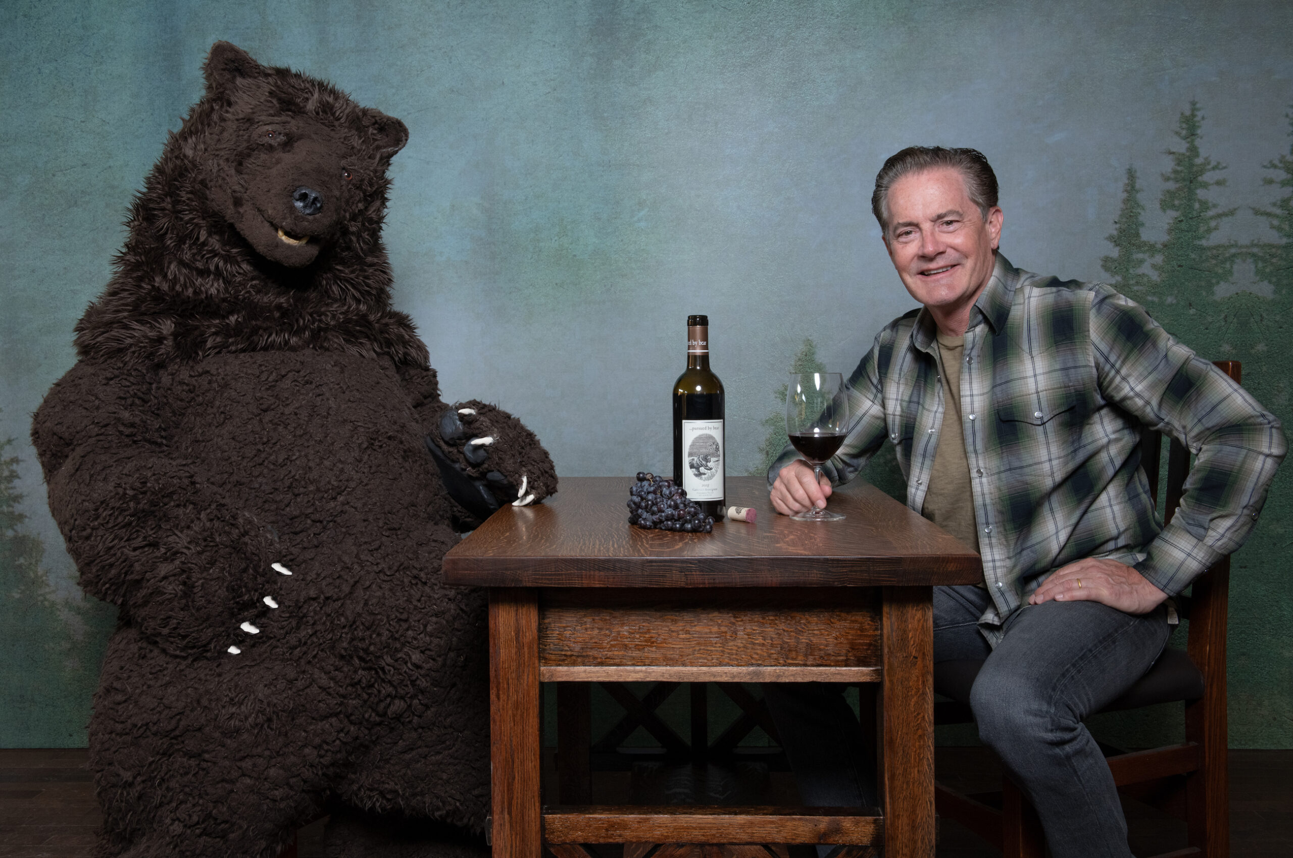 Bear and Kyle having a glass of wine together